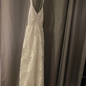 White dress with train - casual wedding or rehearsal dress